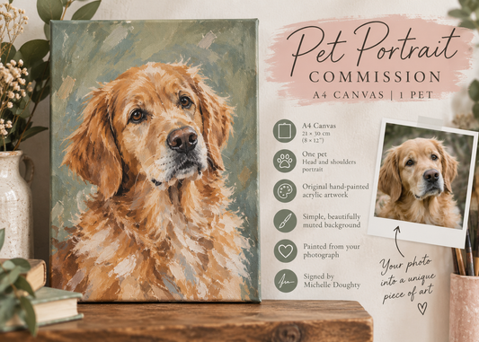 A4 Pet Portrait (1 Pet) - Original Acrylic Painting on Canvas